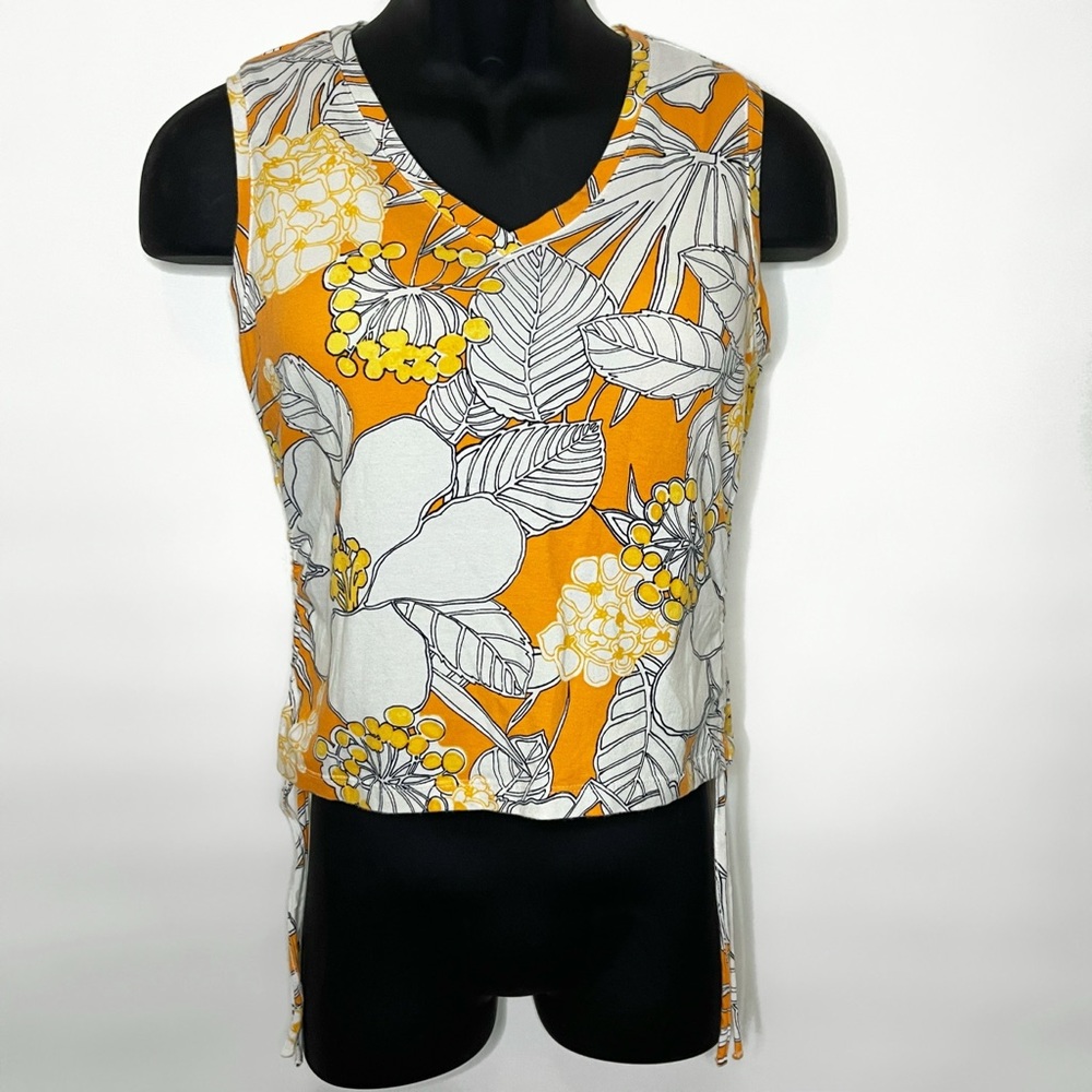 Orange & White Hawaiian Print Tank Top
